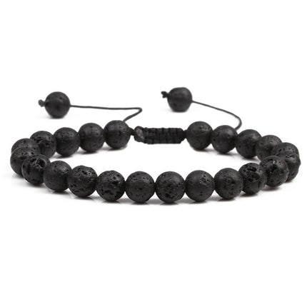 Amazon Hot Selling Natural Stone Beaded Bracelet 8mm Adjustable Size Blue Pine Volcanic Stone Bracelet Manufacturers in stock
