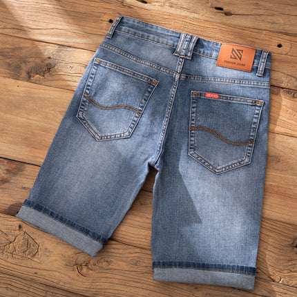 Casual and Casual Men's Denim Shorts Summer New Straight Casual Trendy Brand Versatile Large Size Mid-Length Pants for Men