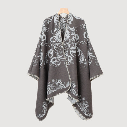 Xinjiang, Xizang, Inner Mongolia Travel Wear Red Shawl Large Cloak Scarf Ethnic Style Outer Warm Cloak for Women