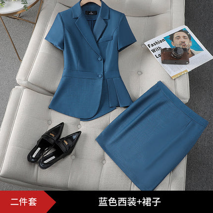 Formal wear women's suit suit fashionable elegant high-end business wear goddess style summer suit hotel front desk work clothes
