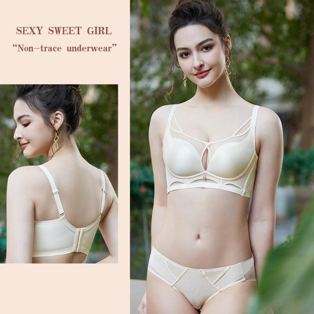 Luxury high-end satin breast-shaping Belt Wireless underwear push-up adjustable breast-collecting warm-changing cup bra