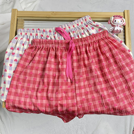 Summer Thin Love Shorts Women's Korean-style Loose Loose Loose Waist Sweet Cute Student Casual Home Pants Pajama Pants
