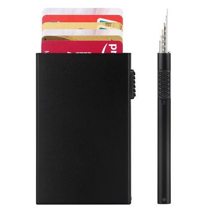 Fashionable and Simple Ultra-Thin Metal Automatic Pop-Up Card Holder for Men and Women Anti-Theft Brush Anti-Degaussing Aluminum Alloy Card Box