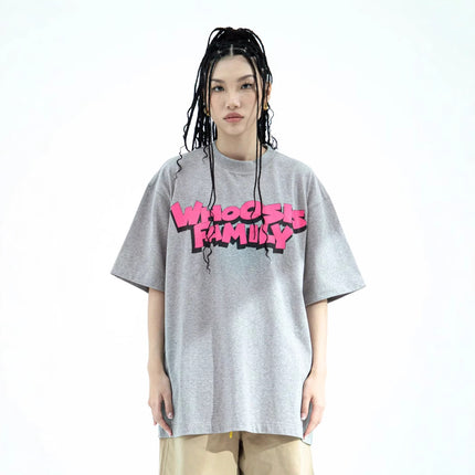 Fun Graffiti Popping Letter Print Short-Sleeved T-Shirt Hip-Hop Oversize Original National Fashion Brand Loose for Men and Women