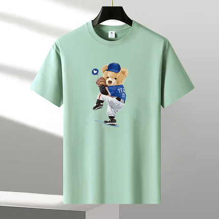 Pure Cotton Short-sleeved T-shirt Men's Loose Round Neck Summer Thin Top Clothes Loose Casual plus size Fatty Base Shirt