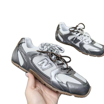 2025 New Leather Mesh Breathable Lace-up Flat Forrest Gump Shoes Casual Sports Casual Shoes German Training Shoes New