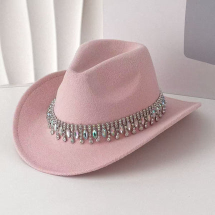 Solid Color Light Board Felt Western Cowboy Hat Outdoor Autum Hat Women's Simple French Hat Men's High-End