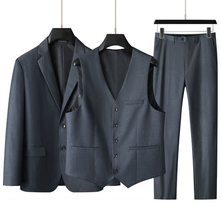 Fat Man 2025 Spring and Autumn New Men's Loose Plus Size Plus Size Business Casual Suit Three-Piece Suit