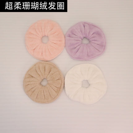 New cross-border microfiber towel ring super soft double plush large intestine hair ring coral fleece absorbent headband hair accessories