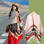 Pocket towel geometric striped rice bottom-caramel / 140*155cm