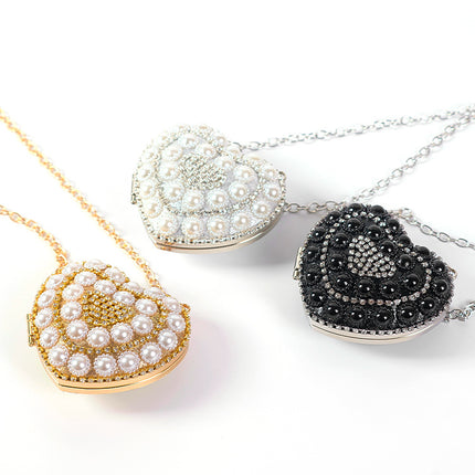 2025 Cross-Border Trendy Women's Flash Diamond Lipstick Bag Mini Chain Tassel Women's Small Bag Women's Trendy Heart-Shaped Headphones