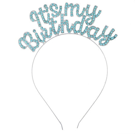 Cross-Border It's My Birthday Party Birthday Headband Metal Letter Headband Holiday Cake Decoration Headdress