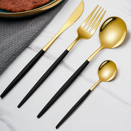 spoon Jieyang factory wholesale cross-border stainless steel tableware suit 24-piece set household knife, fork and spoon daily necessities