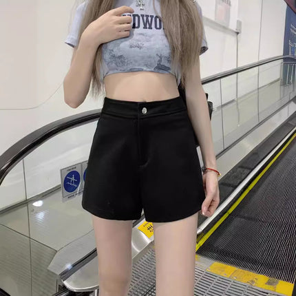 Versatile commuter black suit shorts women's plus size summer new high waist leggings outer wear small hot pants