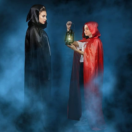 Black-faced Double-layer Children's Halloween Cross-border Adult Cloak Cape Collar Death Makeup Costume Props Red Cloak
