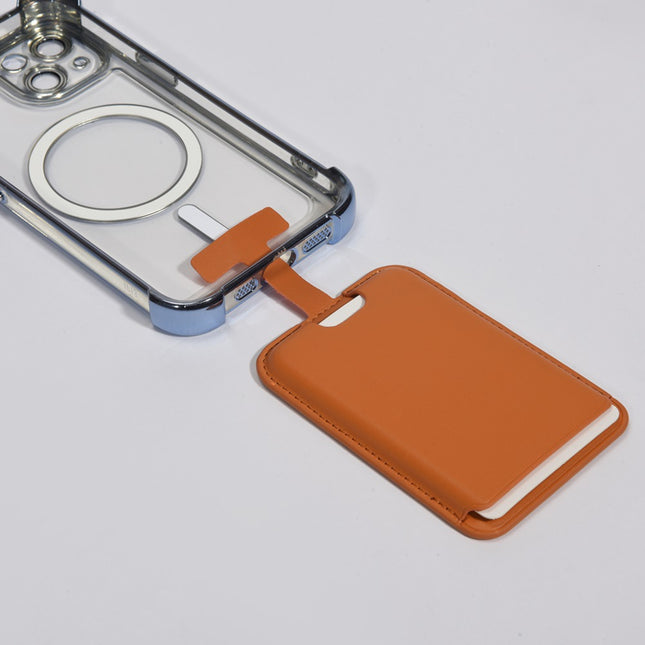 Cross-Border Phone Lanyard with Tail, Anti-Lost Card Holder Suitable for Apple Magsafe Magnetic Card Holder, Back-Stick Leather Card Clip