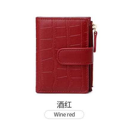 2026 New Style Fresh and Versatile Crocodile Pattern Women's Card Holder Korean Version Mini Portable Folding Short Coin Purse