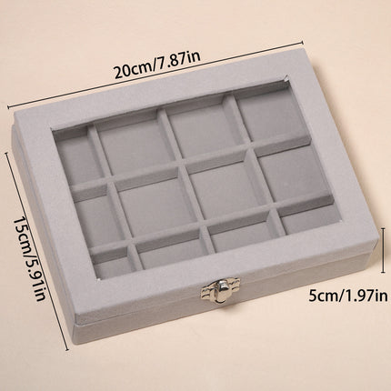 Advanced New Glass Jewelry Box Ring Earrings Earrings Bracelet Necklace Jewelry Display Flannel Jewelry Storage Box
