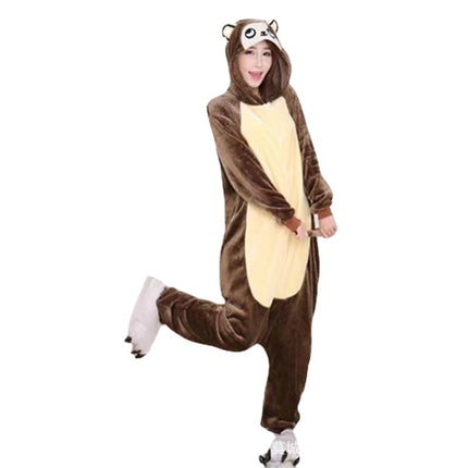 Mixed Batch of Animal Brown Monkey Adult Cartoon One-Piece Pajamas Autumn and Winter Flannel Thickeneded Toilet Version Home Clothes