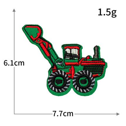 Hot-Selling Computer Embroidery Excavator Engineering Vehicle Bulldozer Cartoon Embroidery Cloth Patch No-Sew Iron-On Hot Melt Adhesive Patch