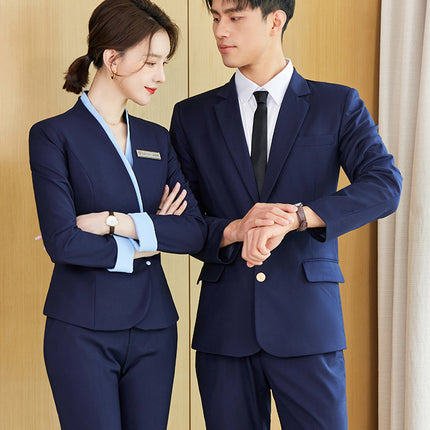 Hotel front desk reception work clothes suit professional suit women's high-end embroidered new Chinese style welcome ceremony clothes