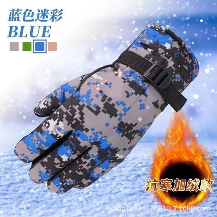 Winter Universal Thickened Warm Gloves Warm Men's Ski Gloves Cycling Windproof Cotton Motorcycle Electric Gloves