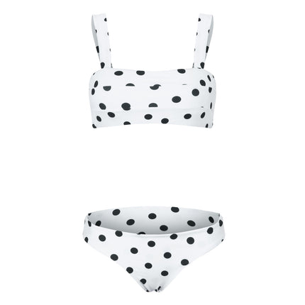 2022 European and American Sexy Split Swimsuit Women's Polka Dot Tube Top Swimsuit Bikini High Waist Bikini Aliexpress High Elastic