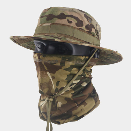 Summer Camouflage Tactical Penny Hat suit Multi-function Magic Hood Fishing Hat Fisherman Hat Sunscreen Breathable Hat