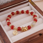 E17 red bead fu brand steamed dumpling bracelet
