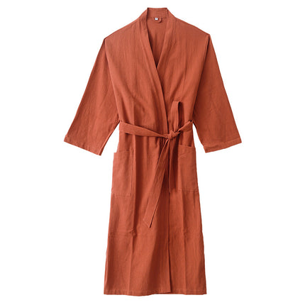 Lu Suyoupin Cotton Linen Bathrobe Bathrobe Home Clothes Pants Bath Skirt suit Pajamas Nightgown Outwear Couple