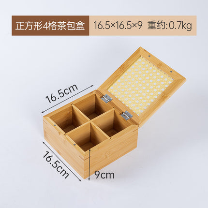 Desktop Dust-proof Tea Bag Storage Box Bamboo Cultural Play Jewelry Storage Box Medicine Sub-packing Box Jiugongge Storage Box