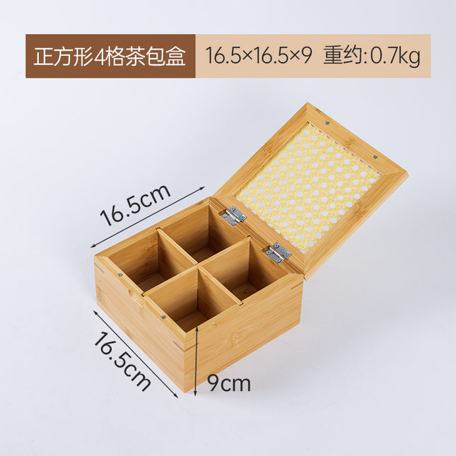 Desktop Dust-proof Tea Bag Storage Box Bamboo Cultural Play Jewelry Storage Box Medicine Sub-packing Box Jiugongge Storage Box