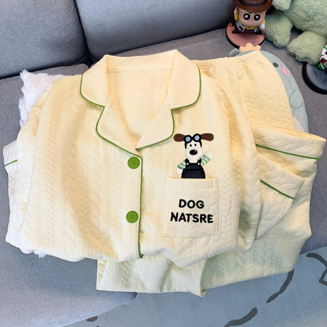 Source Factory (Real Shot) Air Cotton 240g Embroidered Gromi Dog Pajamas Loose Casual Cute Set