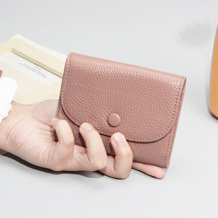 Top Layer Cowhide Small Purse Mini Simple Solid Color New Leather Coin Card Bag with Full Leather Coin Purse for Women