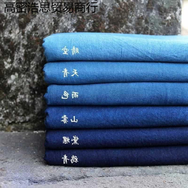 Indigo-Dyed Fabric Handmade Indigo Dyeing Plant Dyeing Wood Dyeing Sashiko Embroidery Fabric Clothing Fabric Handmade Cloth Printing and Dyeing Cotton Summer
