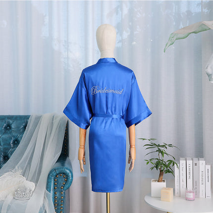 bride Gown morning Gown Lady nightgown wedding makeup bridesmaid group wedding kimono imitation silk cardigan bathrobe