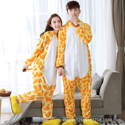 Mixed batch autumn and winter flannel adult cartoon conjoined animal pajamas cheese cat home clothes thick toilet wholesale