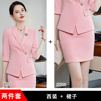 White high-end professional suit suit female summer temperament beautician beauty salon jewelry shop manager Front desk work clothes