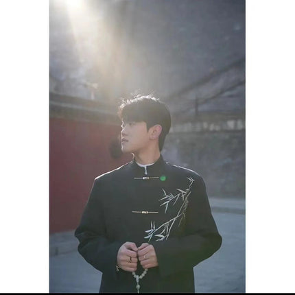 New Chinese Style Chinese Style Casual Suit suit Boys Spring and Autumn Feeling Yuppi Handsome Airplane Buckle Shoulder Pad Ethnic Style Chinese Traditional Suit