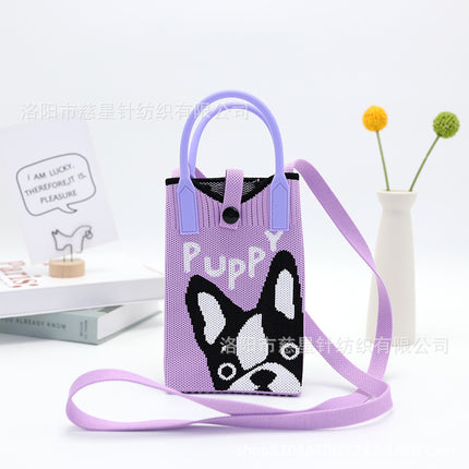 Girl's Heart-Shaped Knitted Crossbody Bag