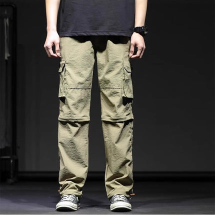 Spring and Summer Thin Cargo Pants for Men and Women, Quick-Drying Pants, Removable Two-Section Pants, Plus Size Elastic Multi-Pocket Casual Pants