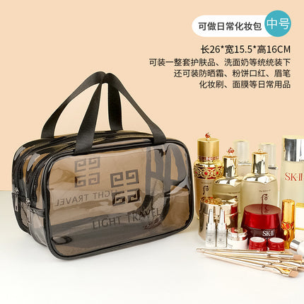 PVC Transparent Wash Bag Dry and Wet Separated Double Layer Portable Travel Waterproof Fitness Swimming Cosmetic Bag Storage Bag for Women