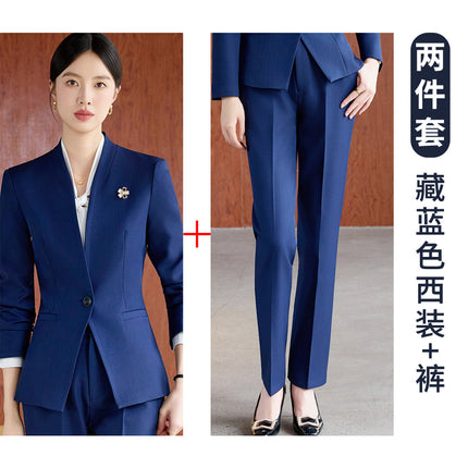 High-End Spring & Fall Hotel Front Desk Professional Wear Long-Sleeved Sales Department Reception 4S Store Sales Consultant Fashion Suit Suit