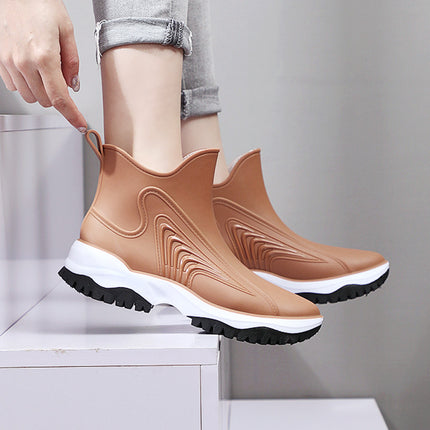 2026 Short-Tube Water Boots for Outdoor Work, Car Washing, Grocery Shopping, Non-Slip Rubber Shoes for Women, Pvc Waterproof Shoes, Rain Boots, Fashionable Style