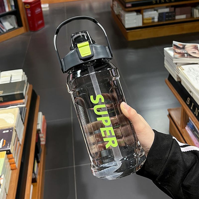 Large-Capacity Sports Water Cup Internet Celebrity Fitness High-Temperature-Resistant Plastic Cup Extra-Large Water Kettle Portable Straw Cup