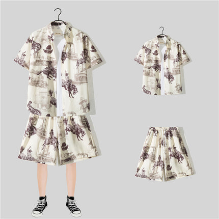 Short-sleeved Flower Shirt Hainan Island Clothing Beach Clothing Sanya Summer Weifeng Thailand Travel Men's Couple Summer Thin suit
