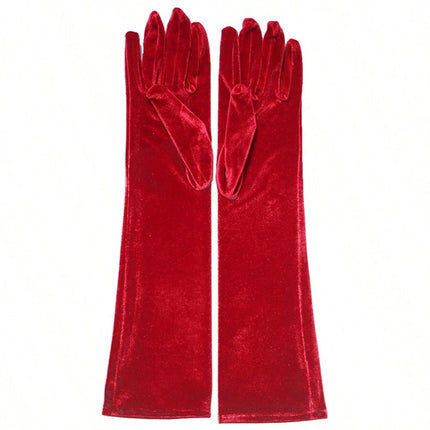 European and American Cross-border Long Ball Golden Velvet Evening Dress Warm Long Gloves Banquet Party Opera Etiquette Gloves