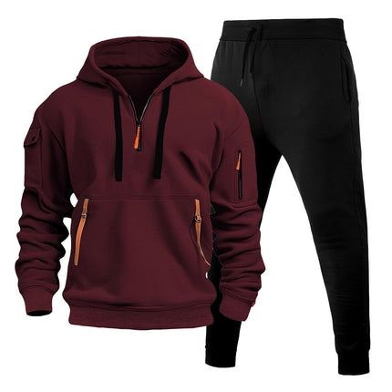 Cross-Border Autumn and Winter Men's Sweatshirt Hoodie Zipper Multi-Pocket Pullover Men's Sports and Leisure Suit