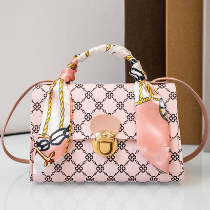 Ladies Bags Simple Printed Small Bag 2024 Korean-style Casual All-match Shoulder Bag Printed Scarf Handbag