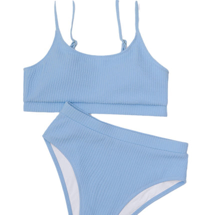 2025 New Cross-Border European and American Foreign Trade New Style Spiral Stripe U-Shaped High-Waisted Bikini Sexy Swimsuit Swimwear for Women
